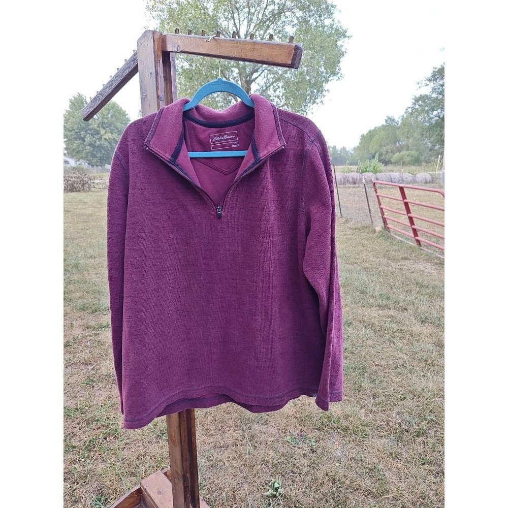 Eddie Bauer Red Zippered Pullover Sweater